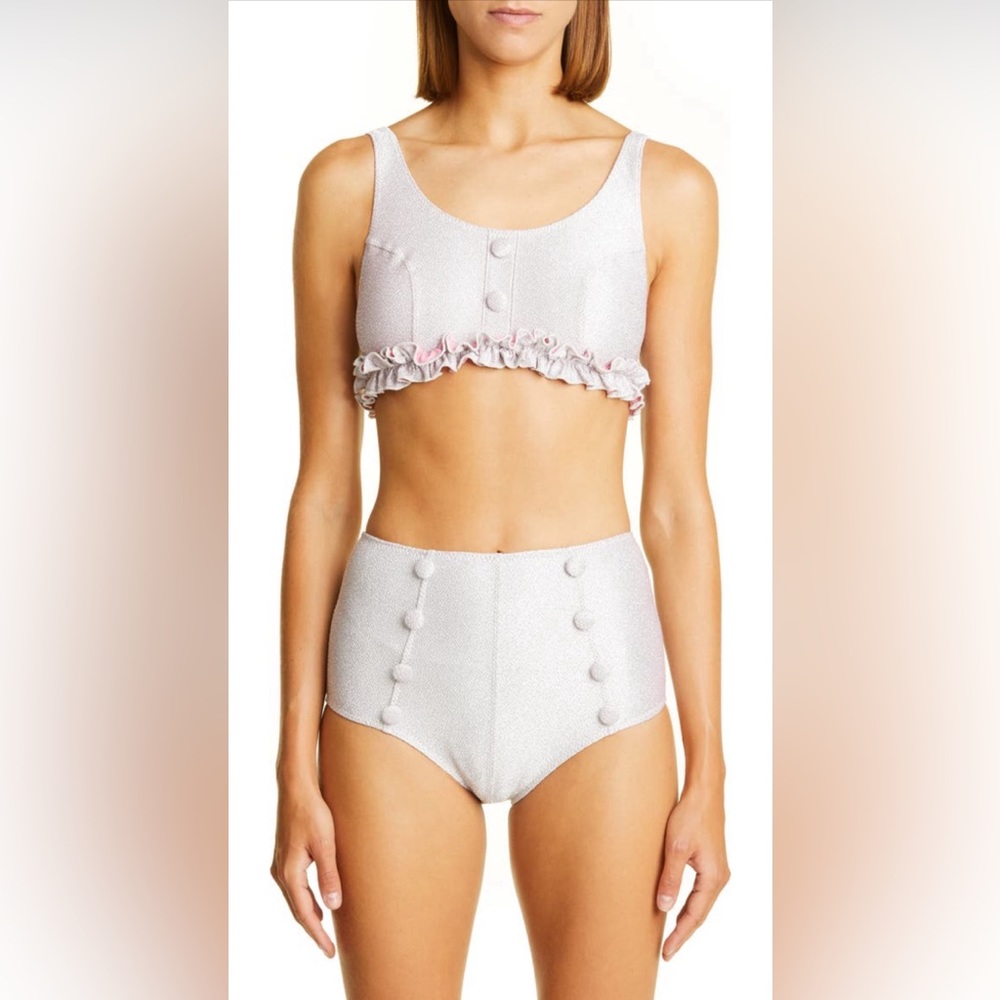 ✨Lisa Marie Fernandez Colby High Waist Metallic Jacquard Two Piece- Sz 2